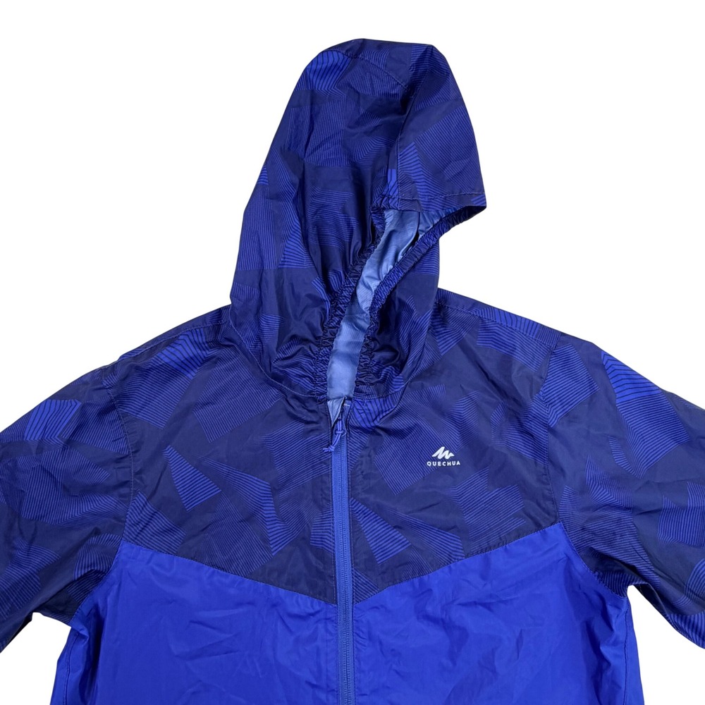 Decathlon Quechua Windbreaker Jacket Men XS Blue Geometric Full Zip Lightweight - Picture 8 of 12